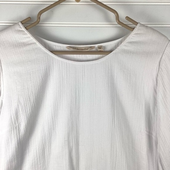 Soft Surroundings Women's Top SZ Medium White Overlay Tunic Blouse 3/4 Sleeves - Picture 2 of 6